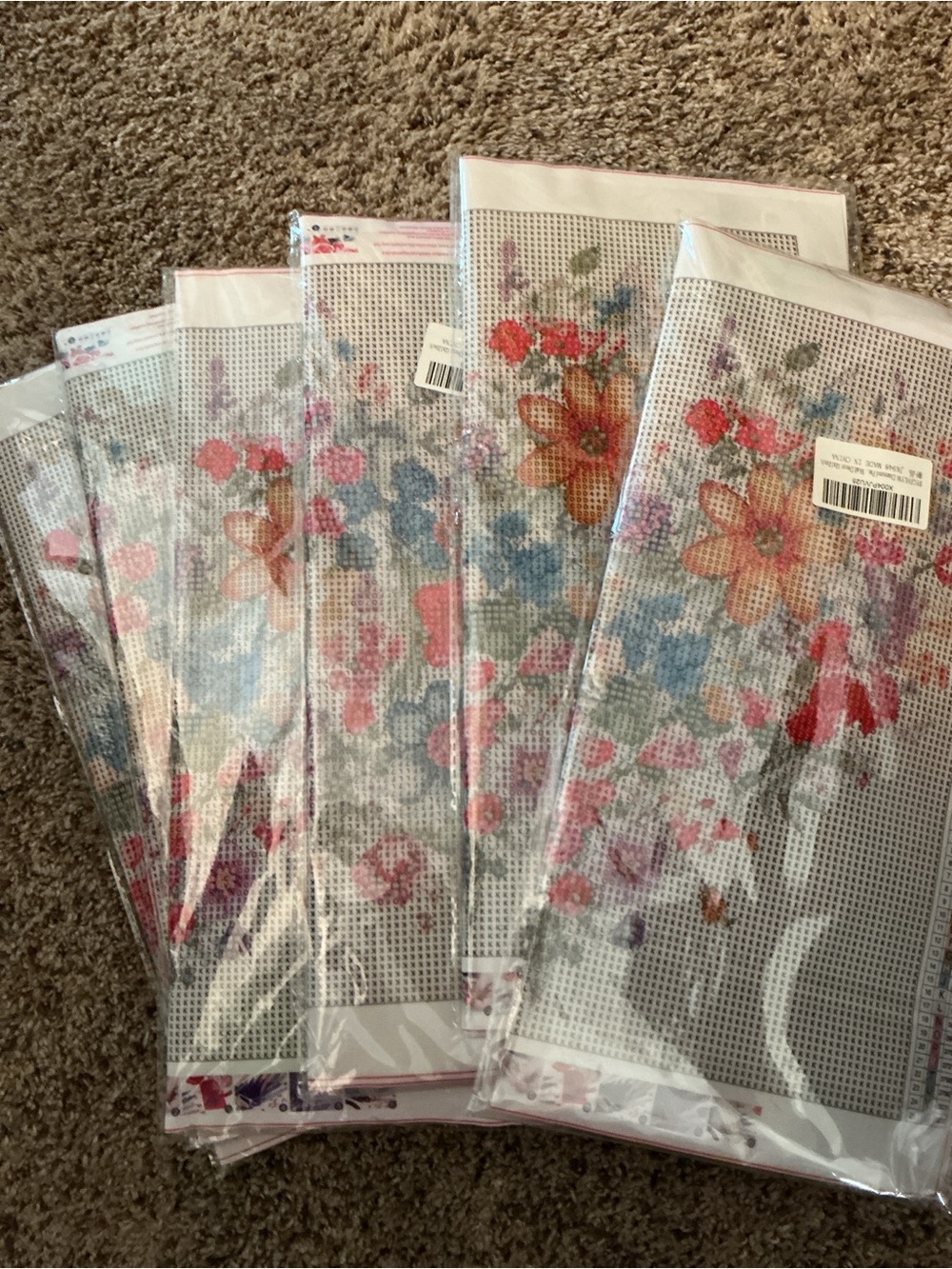 6 (six) ) 5D Diamond Painting Kits for Adults Heart Flowers DIY